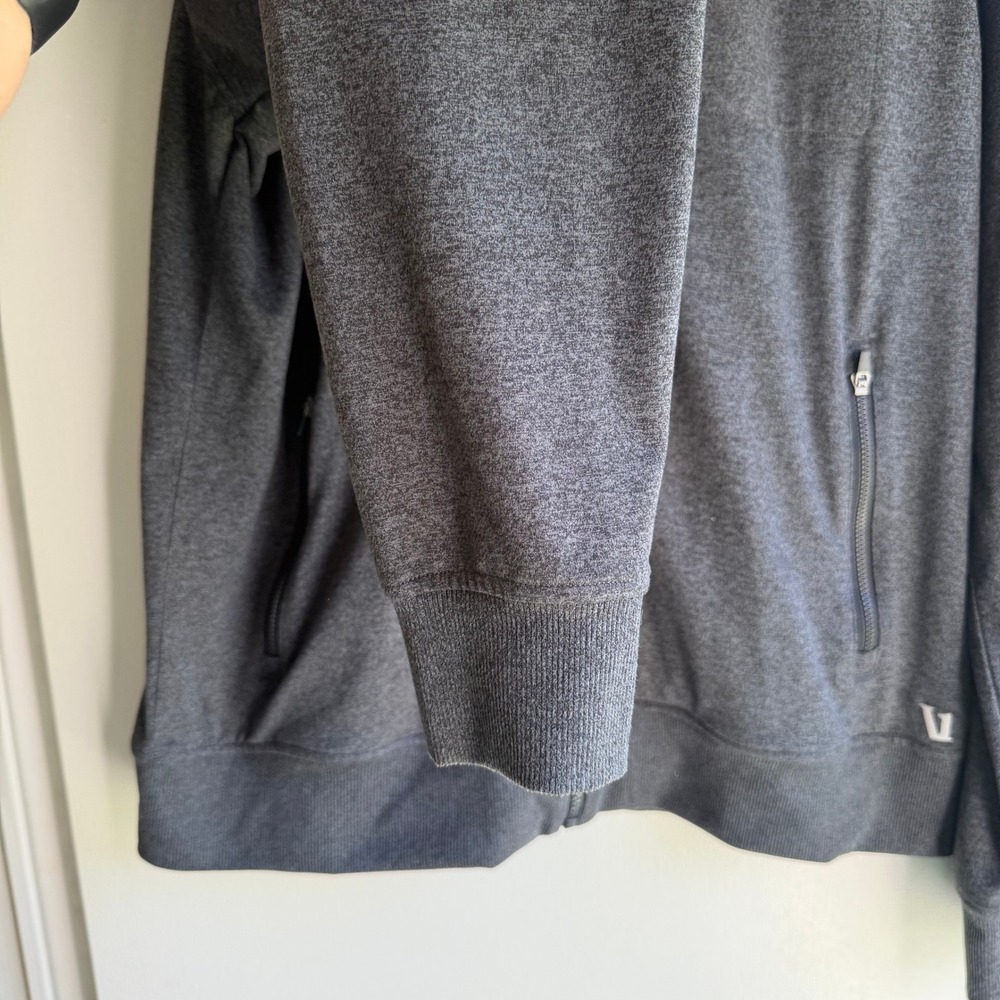 Vuori Mens Full Zip Performance Jacket Charcoal Heather Grey Mock Neck Athletic - Picture 3 of 8